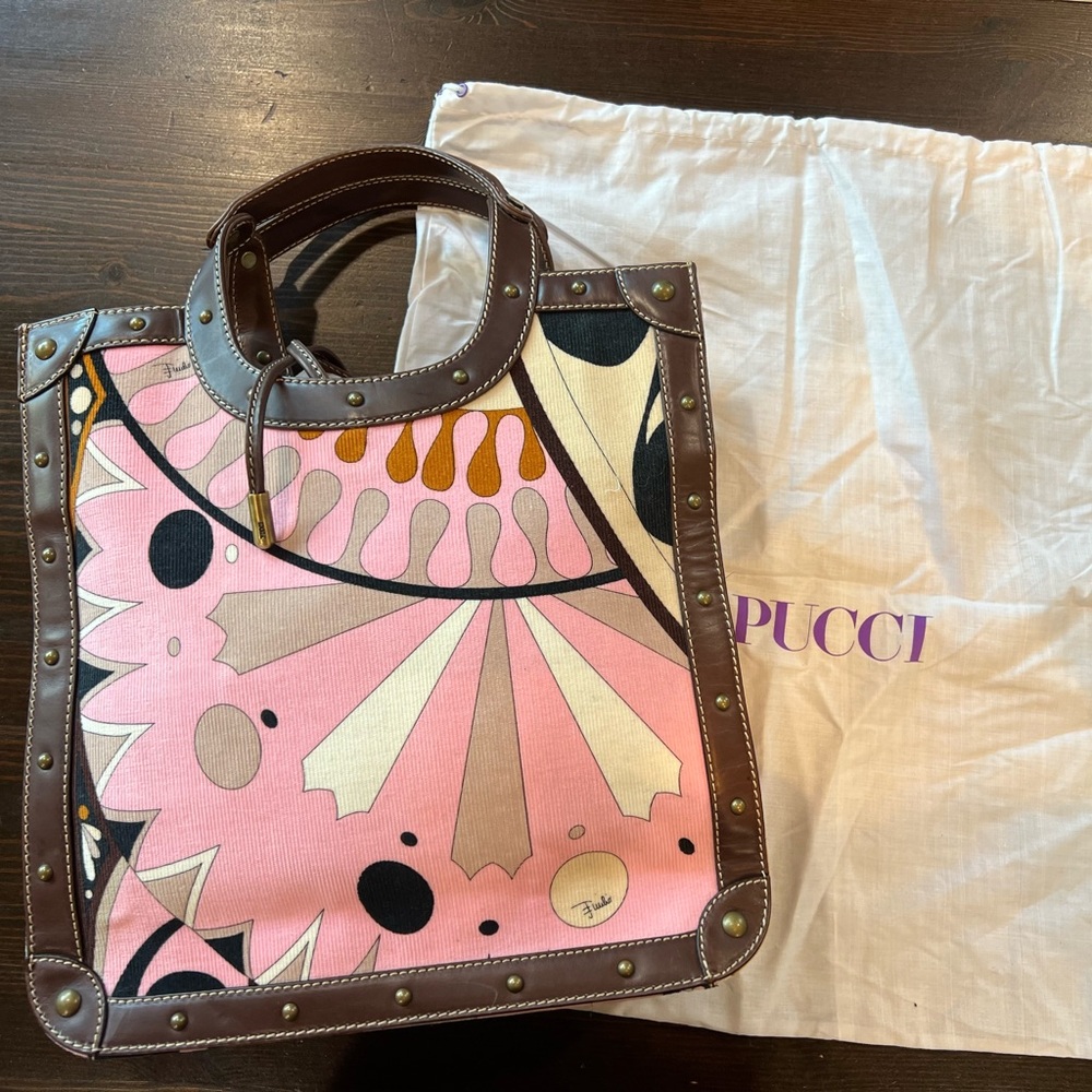 Emilio Pucci Pink and Brown Artistic Tote